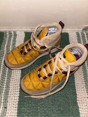 Quilted Mustard Yellow High-Top Sneakers